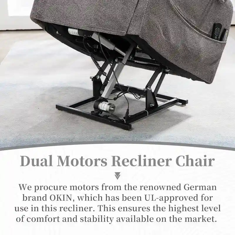 Deluxe Version Dual Motors Power Lift Recliner,Lay Flat 74.8  Length,100% Polyester,Message/Heat,Eazy Assemble