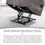 Deluxe Version Dual Motors Power Lift Recliner,Lay Flat 74.8  Length,100% Polyester,Message/Heat,Eazy Assemble