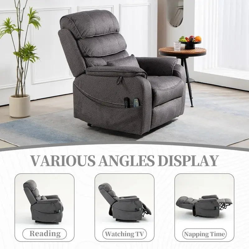 Deluxe Version Dual Motors Power Lift Recliner,Lay Flat 74.8  Length,100% Polyester,Message/Heat,Eazy Assemble