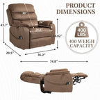Deluxe Version Dual Motors Power Lift Recliner,Lay Flat 74.8  Length,100% Polyester,Message/Heat,Eazy Assemble