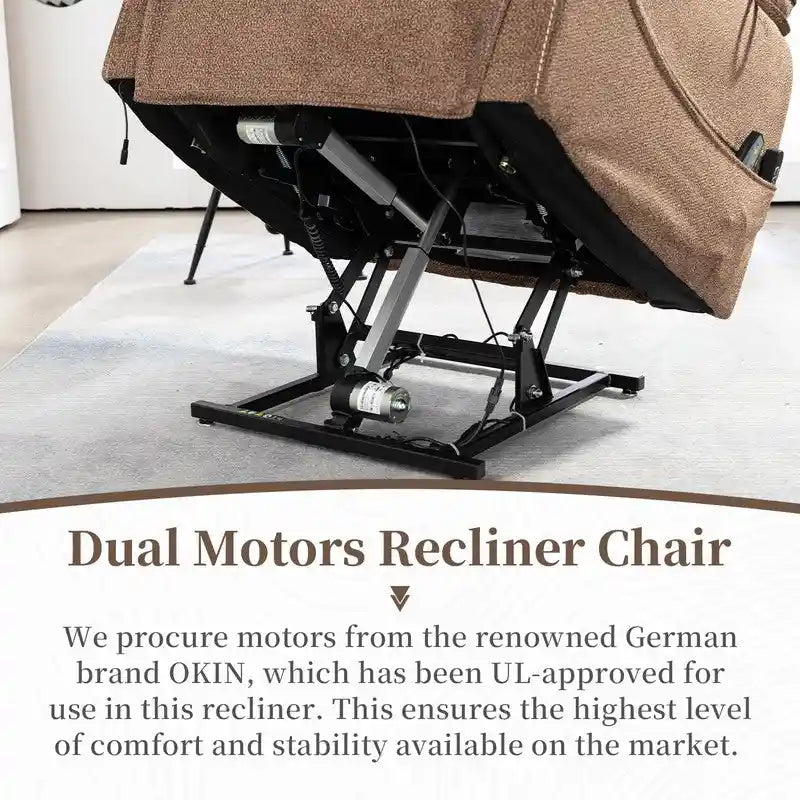 Deluxe Version Dual Motors Power Lift Recliner,Lay Flat 74.8  Length,100% Polyester,Message/Heat,Eazy Assemble