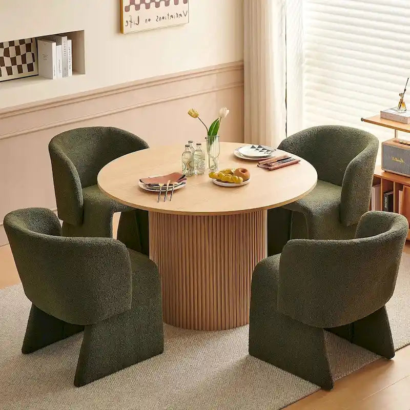 Howtai Barrel Dining Sofa Chairs Upholstered-Fully Wrapped