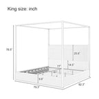 Modern Luxury Metal Canopy Bed with Tall Upholstered Headboard & Four Poster