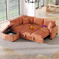 Convertible Sofa Bed Sectional Sleeper with Storage Ottoman, Two Pillows, USB Ports, and Power Sockets