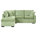 Convertible Sofa Bed Sectional Sleeper with Storage Ottoman, Two Pillows, USB Ports, and Power Sockets