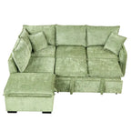 Convertible Sofa Bed Sectional Sleeper with Storage Ottoman, Two Pillows, USB Ports, and Power Sockets
