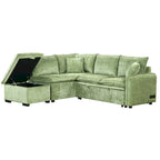 Convertible Sofa Bed Sectional Sleeper with Storage Ottoman, Two Pillows, USB Ports, and Power Sockets