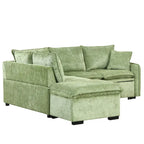 Convertible Sofa Bed Sectional Sleeper with Storage Ottoman, Two Pillows, USB Ports, and Power Sockets