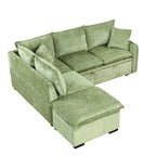 Convertible Sofa Bed Sectional Sleeper with Storage Ottoman, Two Pillows, USB Ports, and Power Sockets