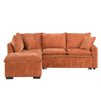 Convertible Sofa Bed Sectional Sleeper with Storage Ottoman, Two Pillows, USB Ports, and Power Sockets