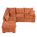 Convertible Sofa Bed Sectional Sleeper with Storage Ottoman, Two Pillows, USB Ports, and Power Sockets