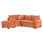 Convertible Sofa Bed Sectional Sleeper with Storage Ottoman, Two Pillows, USB Ports, and Power Sockets