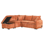 Convertible Sofa Bed Sectional Sleeper with Storage Ottoman, Two Pillows, USB Ports, and Power Sockets