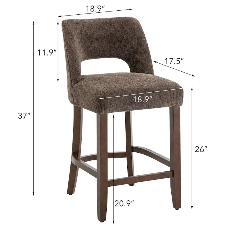 Set of 2 Wooden Bar Stools with Footrest