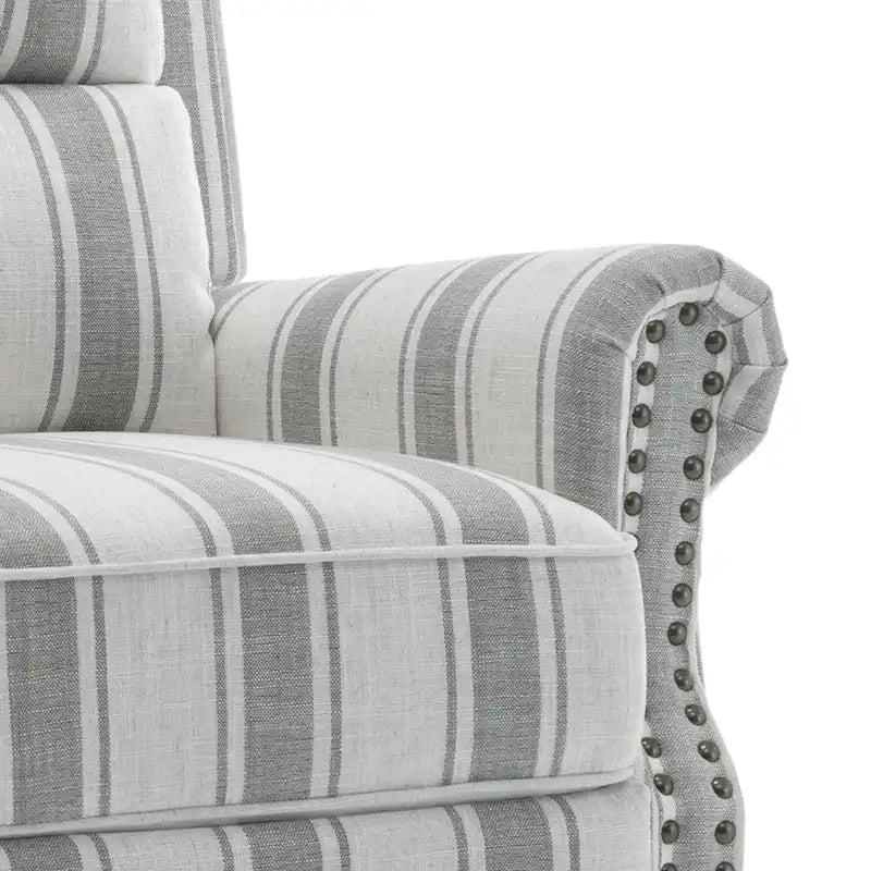 2 Set Nail-head Padded Seat Pushback Recliner Chair