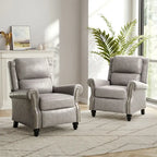 2 Set Nail-head Padded Seat Pushback Recliner Chair