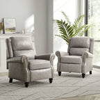 2 Set Nail-head Padded Seat Pushback Recliner Chair
