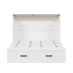 Farmhouse Murphy Bed Wall Bed with a Large Drawer, Full/Queen Size Foldable Murphy Cabinet Bed with Charging Station