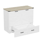 Farmhouse Murphy Bed Wall Bed with a Large Drawer, Full/Queen Size Foldable Murphy Cabinet Bed with Charging Station