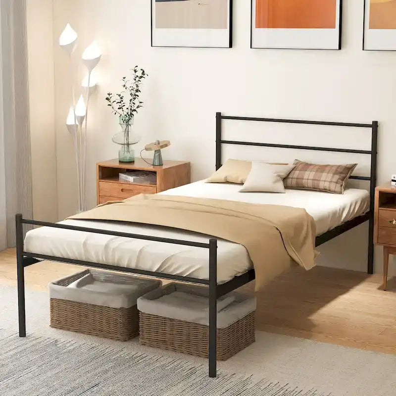 Costway Twin Metal Bed Frame Mattress Foundation No Box Spring Needed