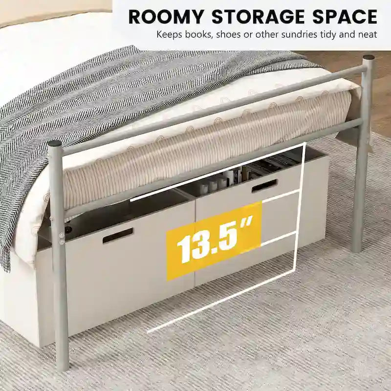 Costway Twin Metal Bed Frame Mattress Foundation No Box Spring Needed