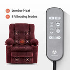 MCombo Medium Dual Motor Power Lift Recliner Chair Infinite Position, Massage and Heat, Extended Footrest, Fabric 7890