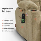 MCombo Medium Dual Motor Power Lift Recliner Chair Infinite Position, Massage and Heat, Extended Footrest, Fabric 7890
