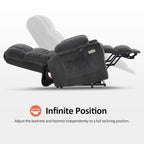 MCombo Medium Dual Motor Power Lift Recliner Chair Infinite Position, Massage and Heat, Extended Footrest, Fabric 7890