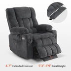 MCombo Medium Dual Motor Power Lift Recliner Chair Infinite Position, Massage and Heat, Extended Footrest, Fabric 7890