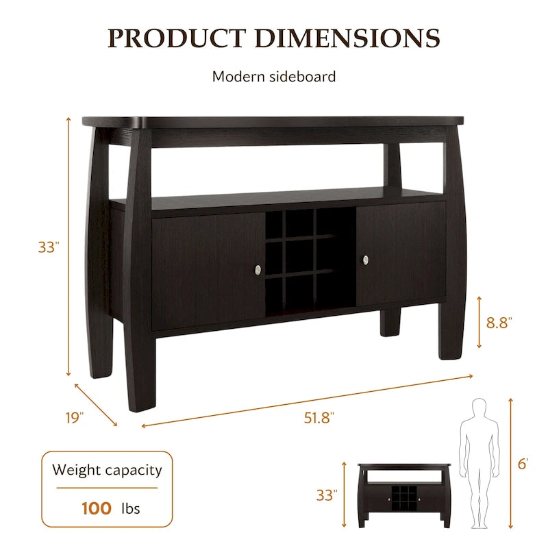 Furniture of America True Modern 51-inch Cappuccino 1-shelf Buffet Table