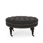 Cimarron Contemporary Round Ottoman with Rolling Casters by Christopher Knight Home