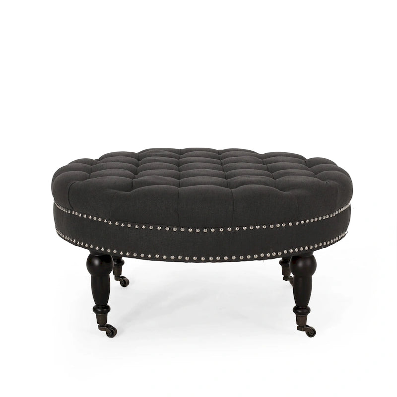 Cimarron Contemporary Round Ottoman with Rolling Casters by Christopher Knight Home