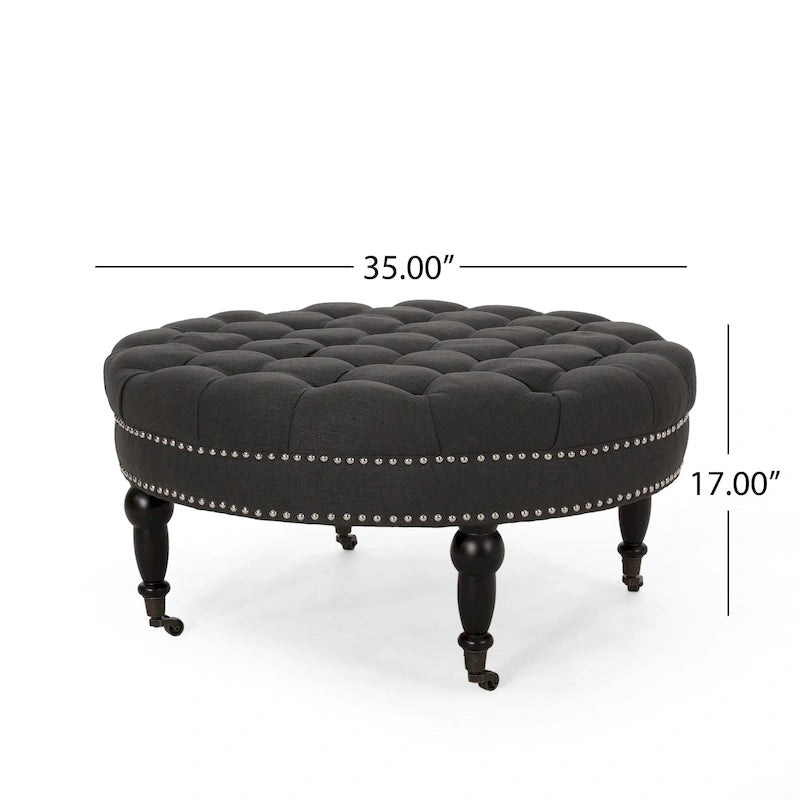 Cimarron Contemporary Round Ottoman with Rolling Casters by Christopher Knight Home