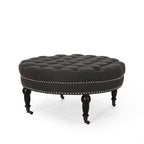 Cimarron Contemporary Round Ottoman with Rolling Casters by Christopher Knight Home
