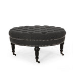 Cimarron Contemporary Round Ottoman with Rolling Casters by Christopher Knight Home