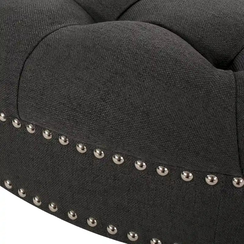 Cimarron Contemporary Round Ottoman with Rolling Casters by Christopher Knight Home