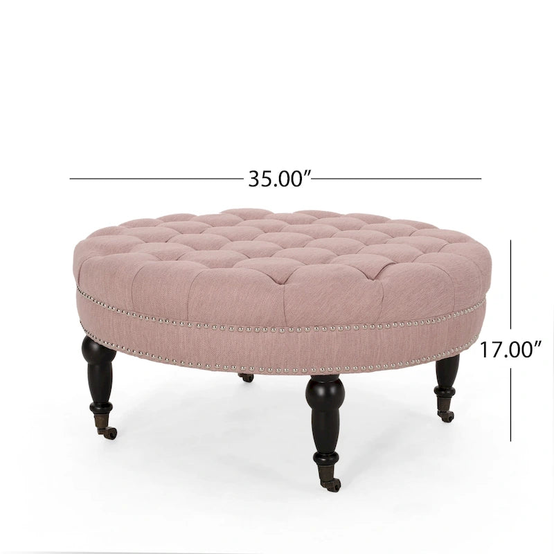 Cimarron Contemporary Round Ottoman with Rolling Casters by Christopher Knight Home