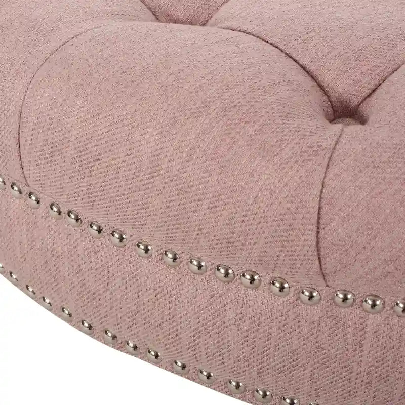 Cimarron Contemporary Round Ottoman with Rolling Casters by Christopher Knight Home