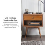 Middlebrook Mid-Century Solid Wood 1-Drawer Nightstand, Set of 2