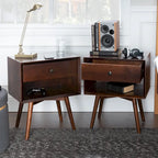 Middlebrook Mid-Century Solid Wood 1-Drawer Nightstand, Set of 2