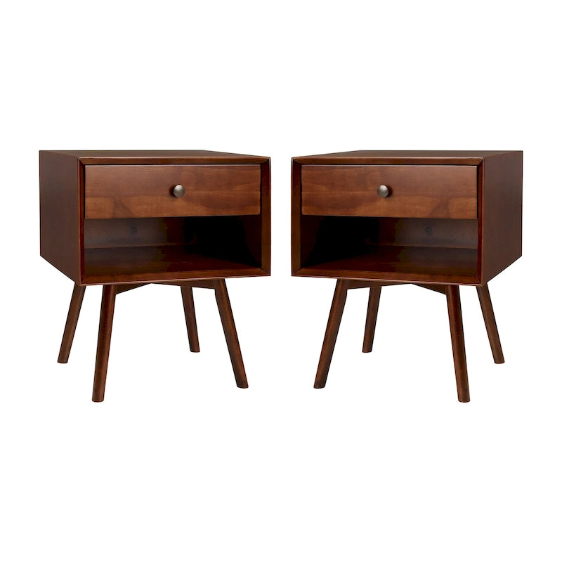 Middlebrook Mid-Century Solid Wood 1-Drawer Nightstand, Set of 2