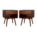 Middlebrook Mid-Century Solid Wood 1-Drawer Nightstand, Set of 2