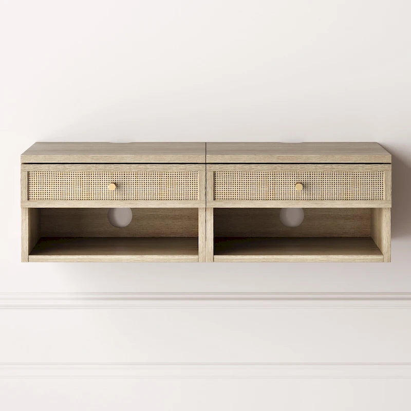 Nathan James Jackson Modern Floating Bedroom Nightstand with Storage Drawer and Open Shelf Cubby