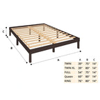 14 Inch Solid Pine Wood Platform Bed Frame No Squeak Bed Frame with Wooden Slats No Box Spring Needed