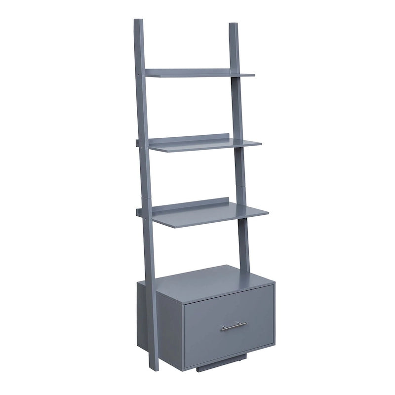 Convenience Concepts American Heritage Ladder Bookshelf with File Drawer