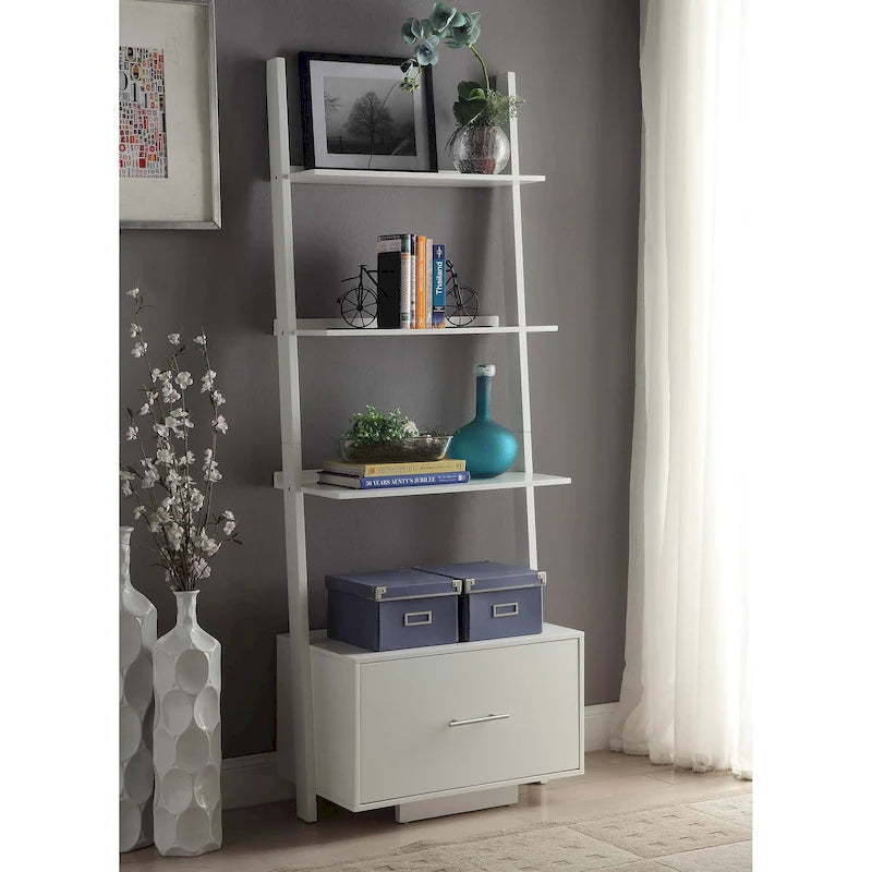 Convenience Concepts American Heritage Ladder Bookshelf with File Drawer