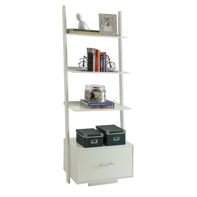 Convenience Concepts American Heritage Ladder Bookshelf with File Drawer