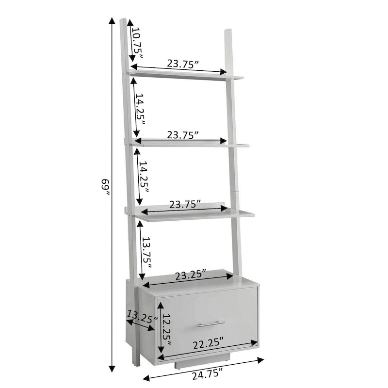 Convenience Concepts American Heritage Ladder Bookshelf with File Drawer
