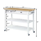 French Country 3 Tier Butcher Block Kitchen Cart with Drawers