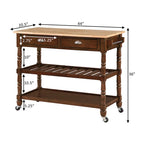 French Country 3 Tier Butcher Block Kitchen Cart with Drawers